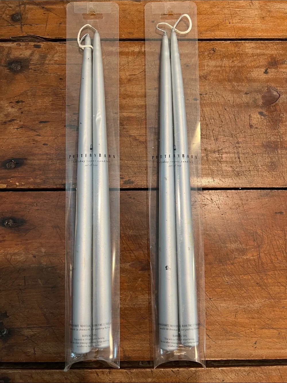 Pottery Barn Silver 16” Taper Candles — Set of 2 Packs